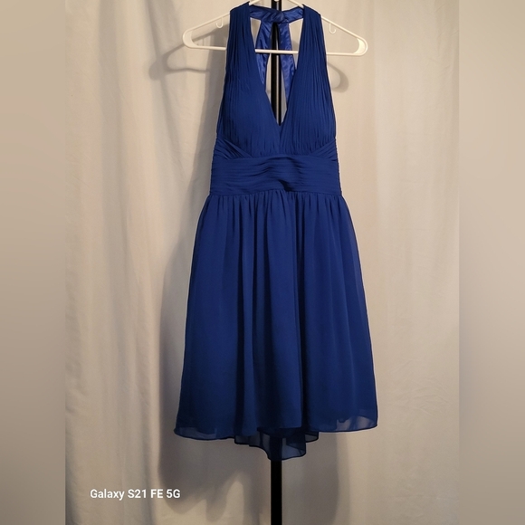 Cache Dresses & Skirts - Cache Elegant Blue Halter Dress Size 8, EUC